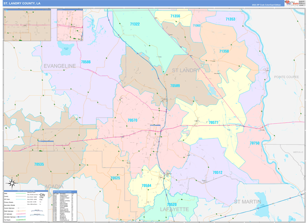 St. Landry Parish (County), LA Wall Map
